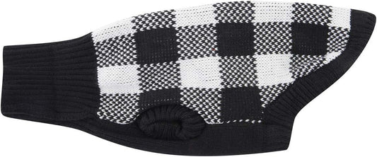 Cozy Up Your Pup This Holiday Season with the White Black Plaid Christmas Dog Sweater - Warm Turtleneck Knitwear for Small Dogs and Cats!