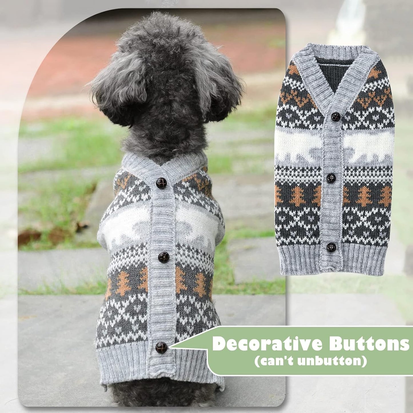 Adorable Classic Argyle Knitted Dog Christmas Sweater – Cozy Holiday Outfit for Small to Large Dogs and Cats in Festive Grey