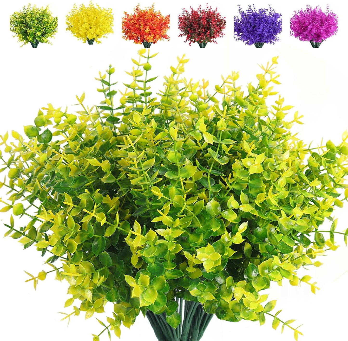 Transform Your Space with 8 Bundles of Lifelike Artificial Fall Flowers - Vibrant Green and Orange Faux Plants for Year-Round Indoor and Outdoor Décor