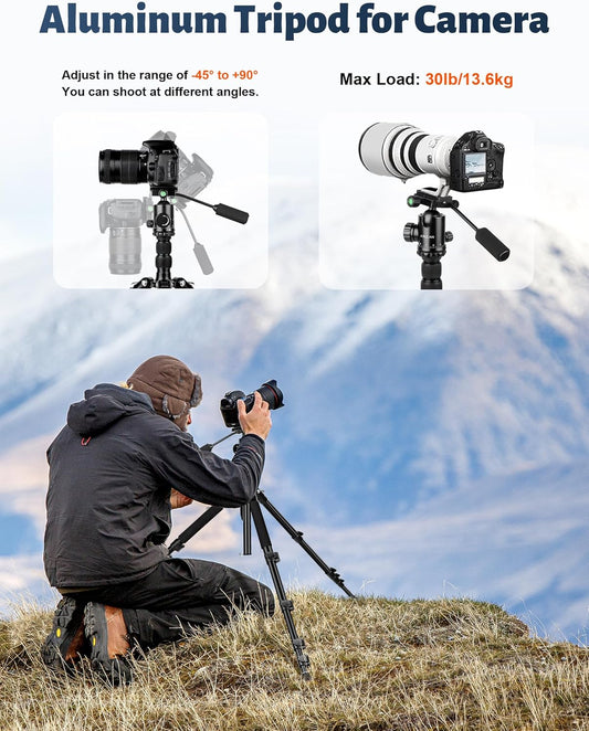 Camera Tripod, 83" Aluminum Tripods & Monopods with Metal Handle, Heavy Duty Tripod for DSLR Camera Lasers Binoculars Telescope Spotting Scope, Payload 35Lb