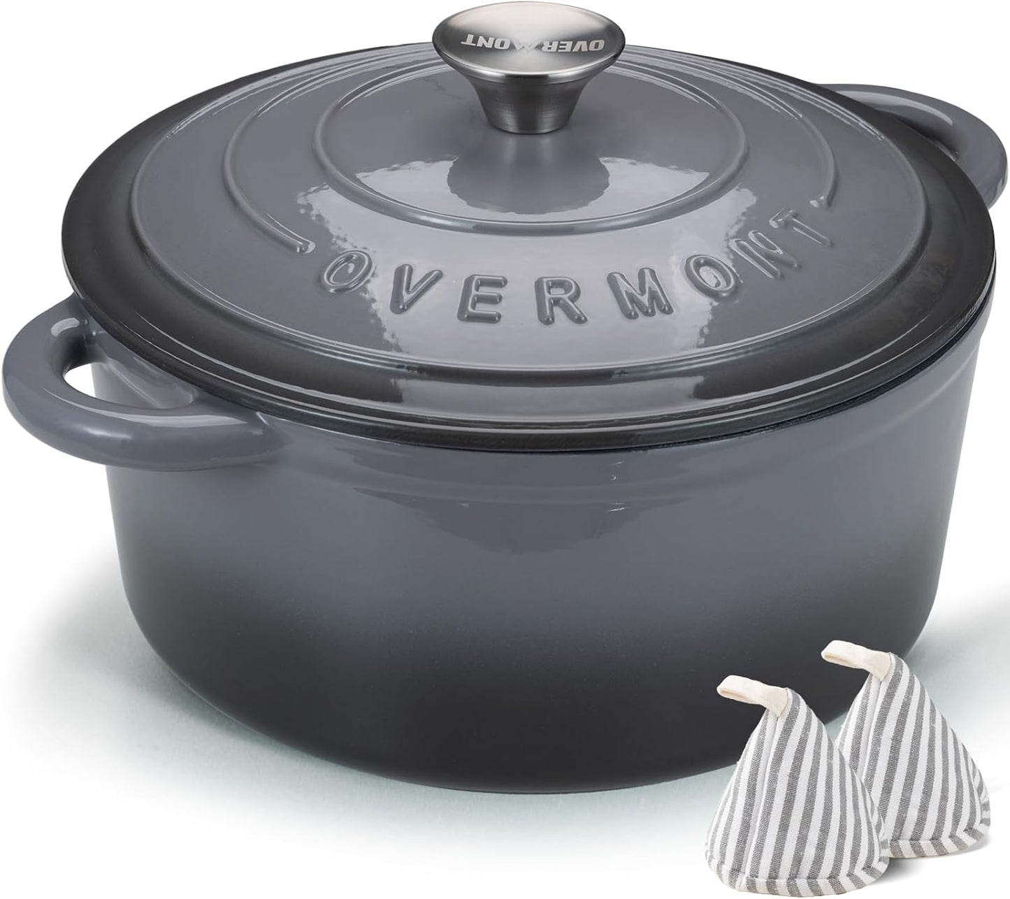 Discover the Overmont Enameled Cast Iron Dutch Oven - 5.5QT Heavy-Duty Cookware with Lid for Perfect Braising, Stews, Roasting, and Bread Baking in Elegant Cream White