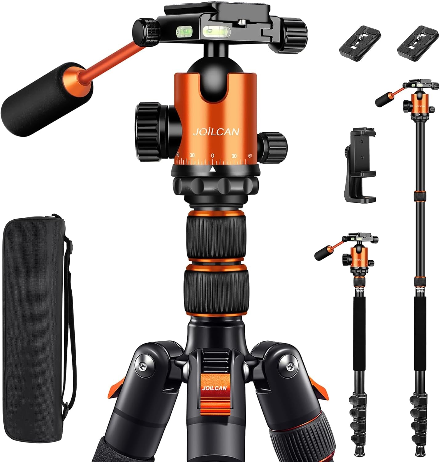 Camera Tripod, 83" Aluminum Tripods & Monopods with Metal Handle, Heavy Duty Tripod for DSLR Camera Lasers Binoculars Telescope Spotting Scope, Payload 35Lb