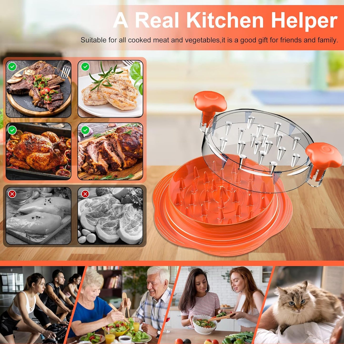 Effortless Shredding with the Orange Chicken Shredder Tool - Perfect for Chicken, Pork, and Beef!