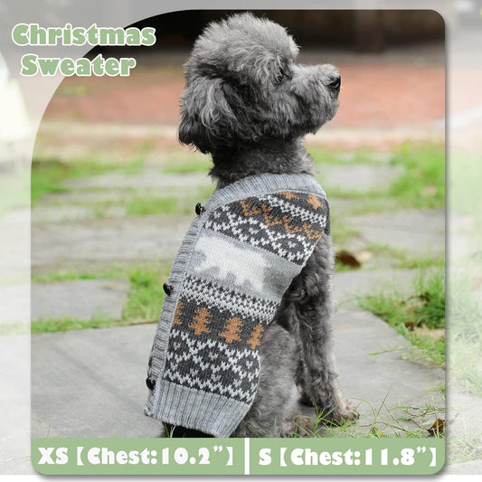 Adorable Classic Argyle Knitted Dog Christmas Sweater – Cozy Holiday Outfit for Small to Large Dogs and Cats in Festive Grey