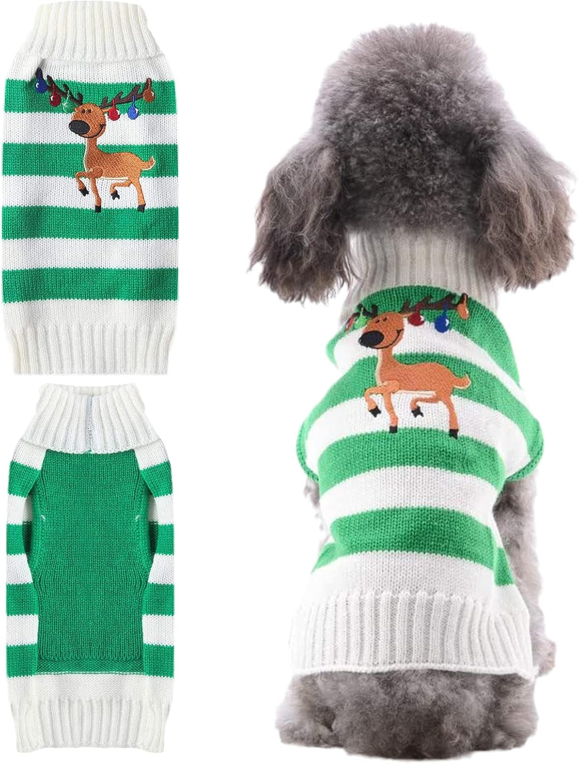 Adorable Knitted Dog Christmas Sweater with Cute Reindeer Design - Perfect Holiday Outfit for Small, Medium, and Large Pets!