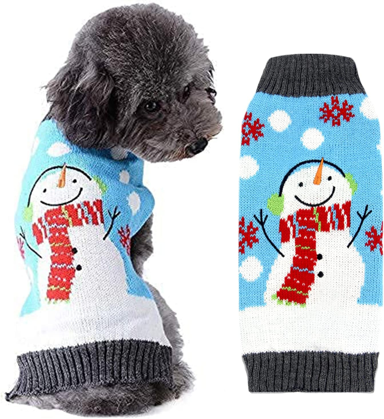 Adorable Classic Argyle Knitted Dog Christmas Sweater – Cozy Holiday Outfit for Small to Large Dogs and Cats in Festive Grey