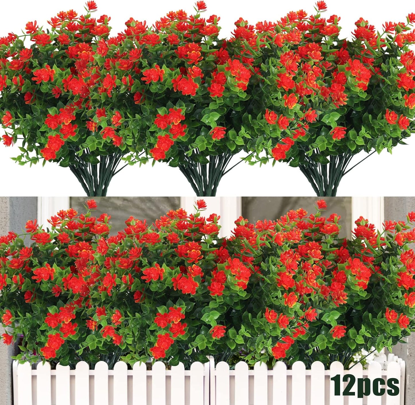 Transform Your Space with 8 Bundles of Lifelike Artificial Fall Flowers - Vibrant Green and Orange Faux Plants for Year-Round Indoor and Outdoor Décor