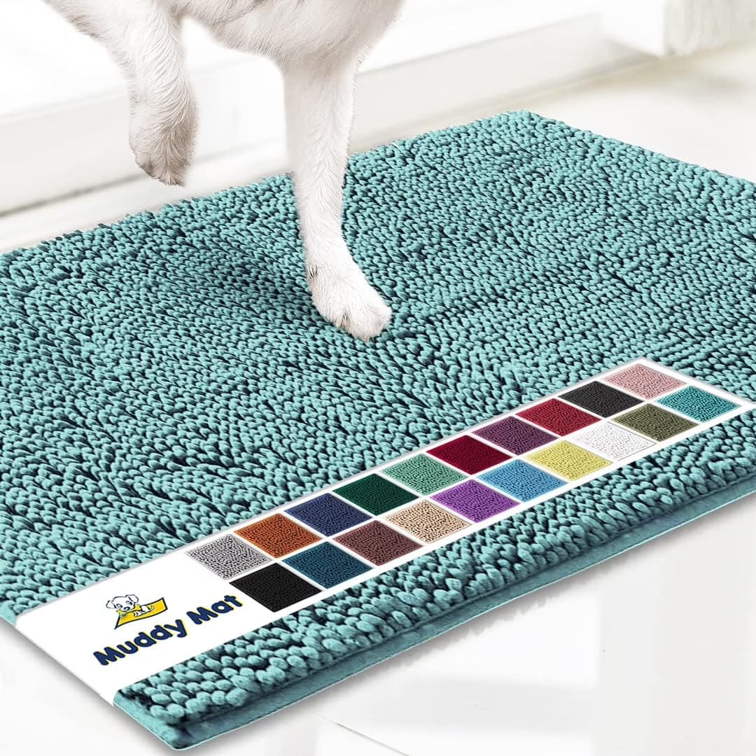 ® AS-SEEN-ON-TV Highly Absorbent Microfiber Dog Door Mat and Pet Rug, Non Slip Thick Washable Area for Entry, Bath or Kitchen