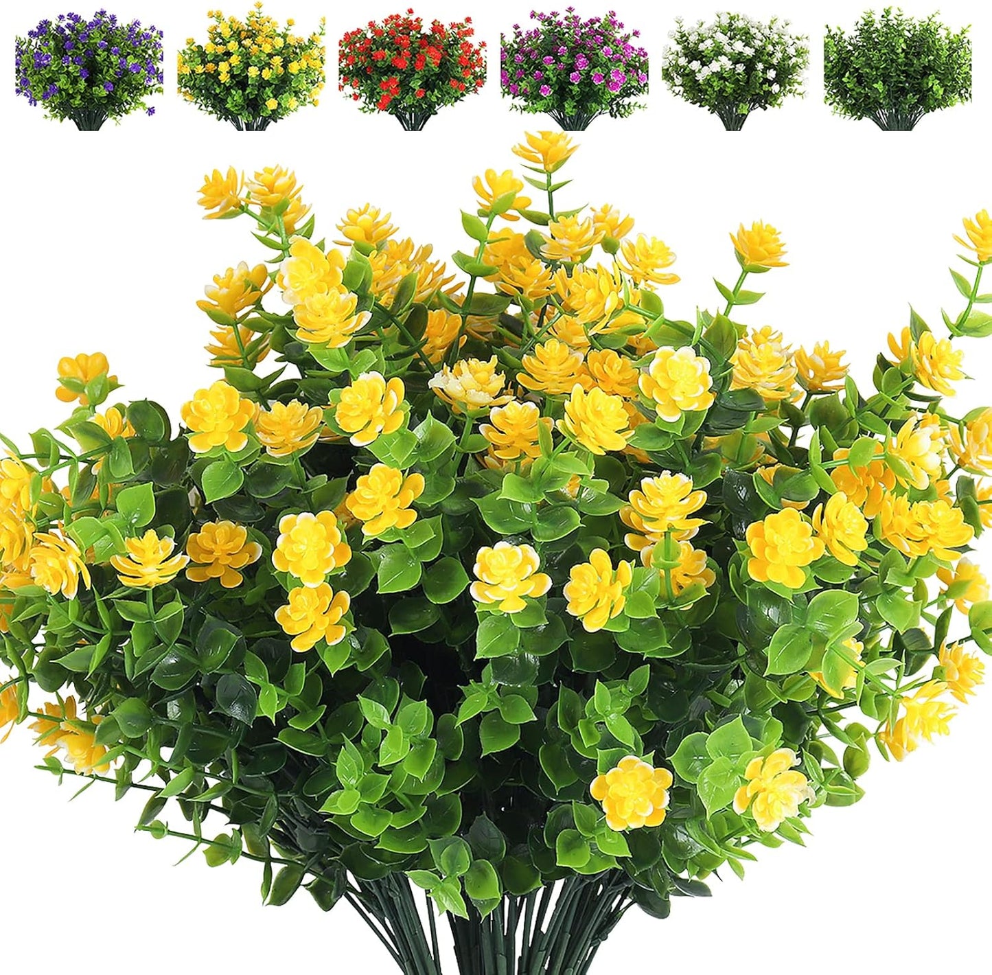 Transform Your Space with 8 Bundles of Lifelike Artificial Fall Flowers - Vibrant Green and Orange Faux Plants for Year-Round Indoor and Outdoor Décor