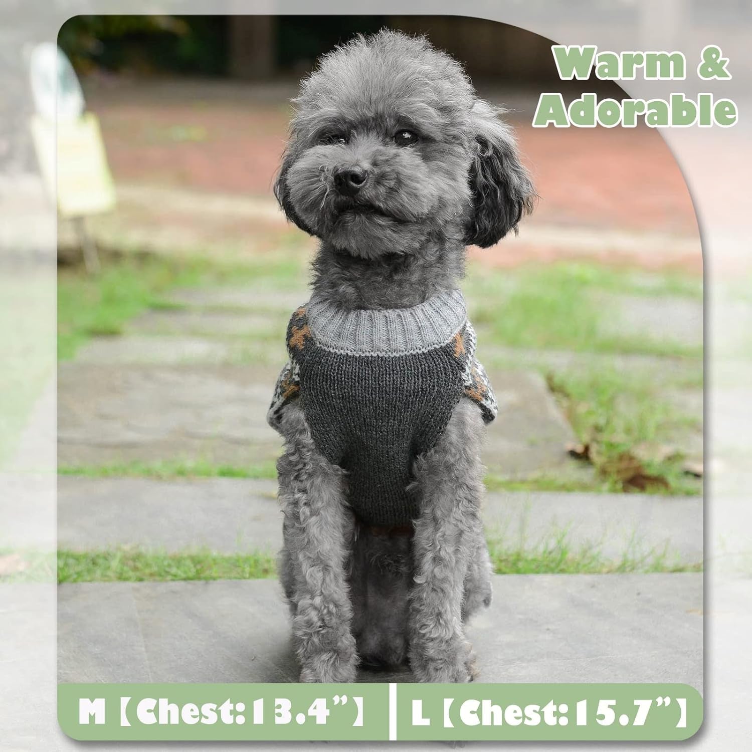 Adorable Classic Argyle Knitted Dog Christmas Sweater – Cozy Holiday Outfit for Small to Large Dogs and Cats in Festive Grey