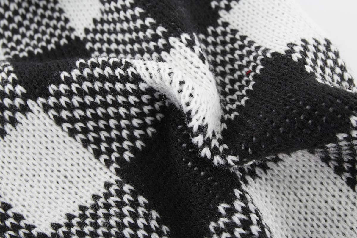 Cozy Up Your Pup This Holiday Season with the White Black Plaid Christmas Dog Sweater - Warm Turtleneck Knitwear for Small Dogs and Cats!