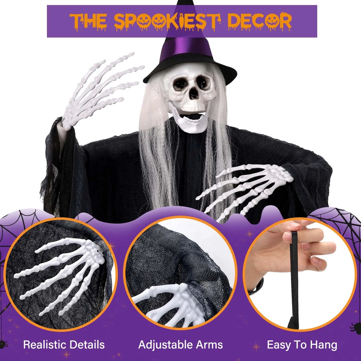 Get Your Spook On with 3 Ghoulishly Fun Hanging Skeleton Ghosts for Halloween - Perfect for Creepy Courtyards and Chilling Celebrations!