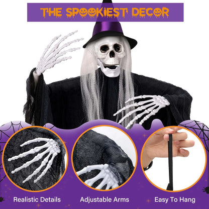 Get Your Spook On with 3 Ghoulishly Fun Hanging Skeleton Ghosts for Halloween - Perfect for Creepy Courtyards and Chilling Celebrations!
