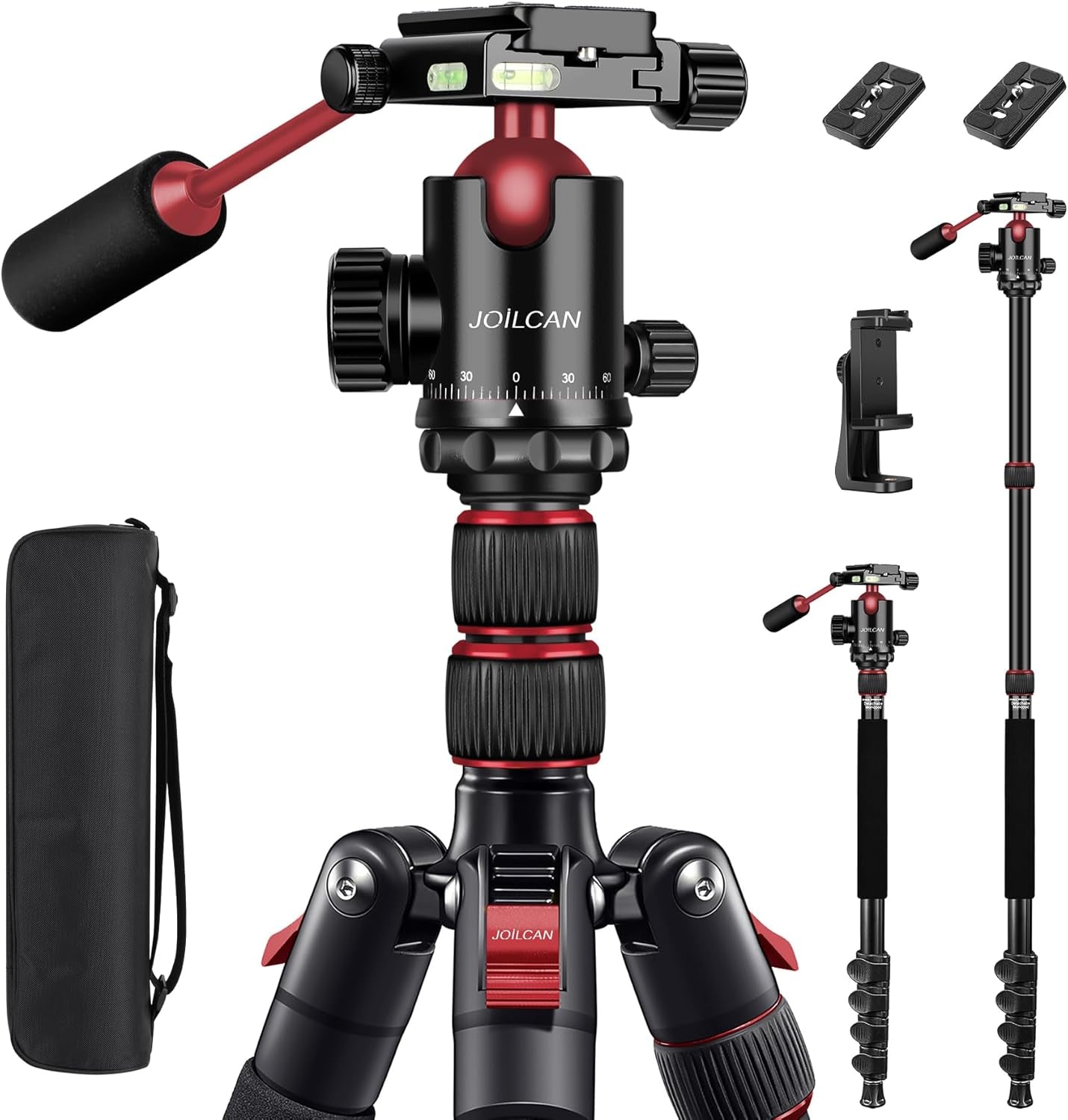Camera Tripod, 83" Aluminum Tripods & Monopods with Metal Handle, Heavy Duty Tripod for DSLR Camera Lasers Binoculars Telescope Spotting Scope, Payload 35Lb