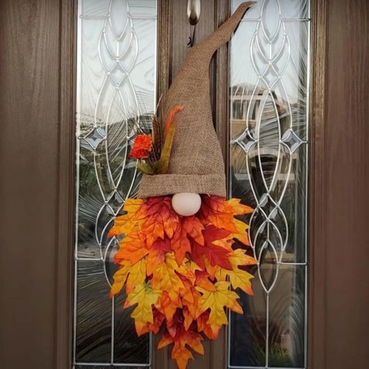 Decorate Your Door with Gnome-tastic Fun! 16" Fall Wreath for the Ultimate Autumn Vibe – Pumpkins, Maple Leaves, and Endless Cheer!
