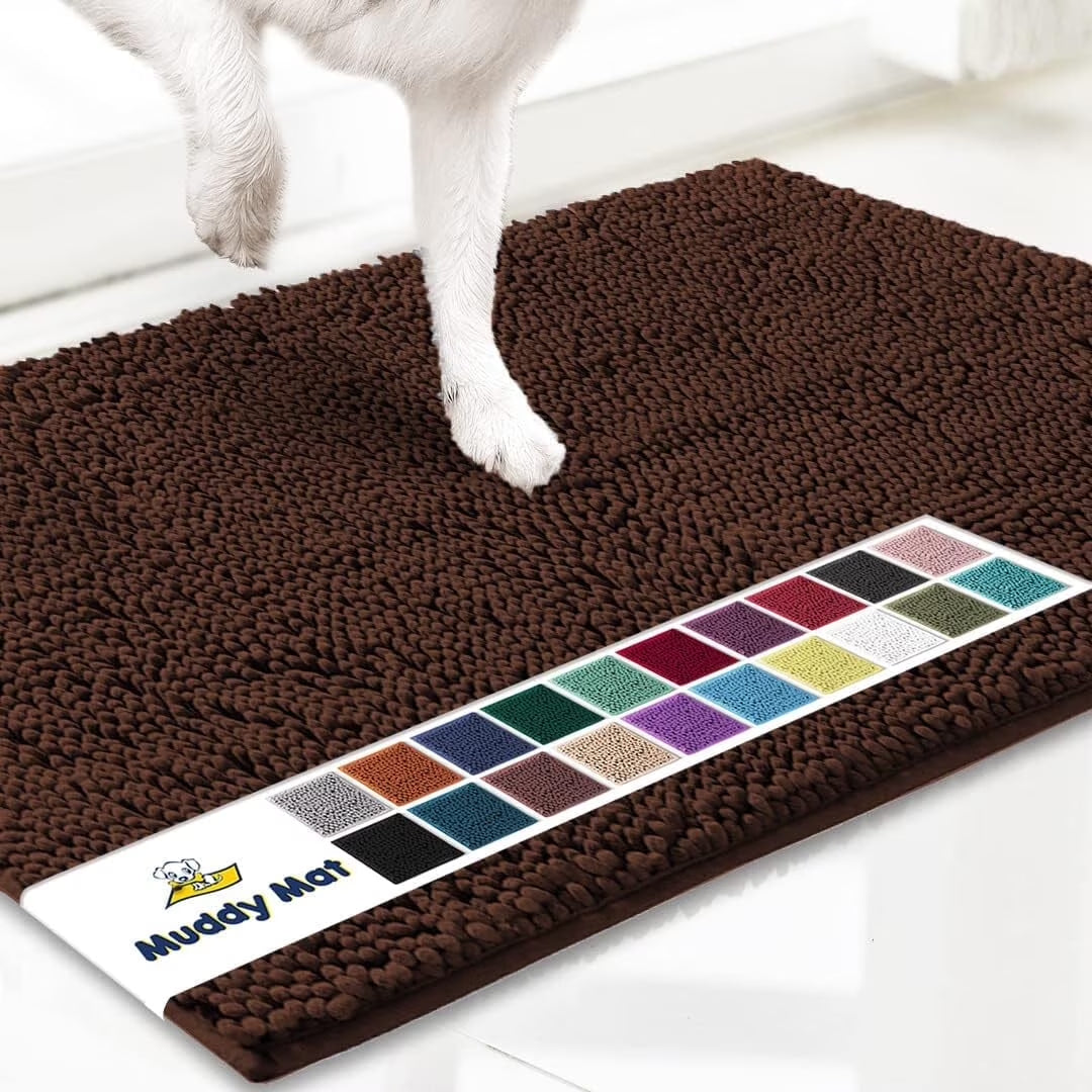® AS-SEEN-ON-TV Highly Absorbent Microfiber Dog Door Mat and Pet Rug, Non Slip Thick Washable Area for Entry, Bath or Kitchen