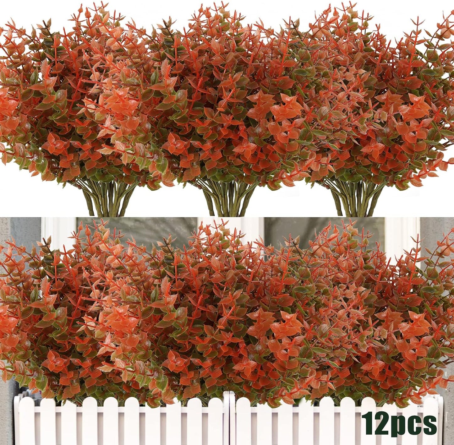 Transform Your Space with 8 Bundles of Lifelike Artificial Fall Flowers - Vibrant Green and Orange Faux Plants for Year-Round Indoor and Outdoor Décor