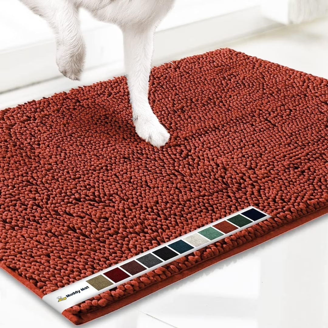 ® AS-SEEN-ON-TV Highly Absorbent Microfiber Dog Door Mat and Pet Rug, Non Slip Thick Washable Area for Entry, Bath or Kitchen