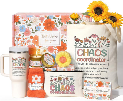Christian Faith Gifts for Women - Religious Catholic Sunflower Inspirational Spiritual Gift for Mom, Grandma, Sister, Coworker with Makeup Bag and 40 OZ Tumbler