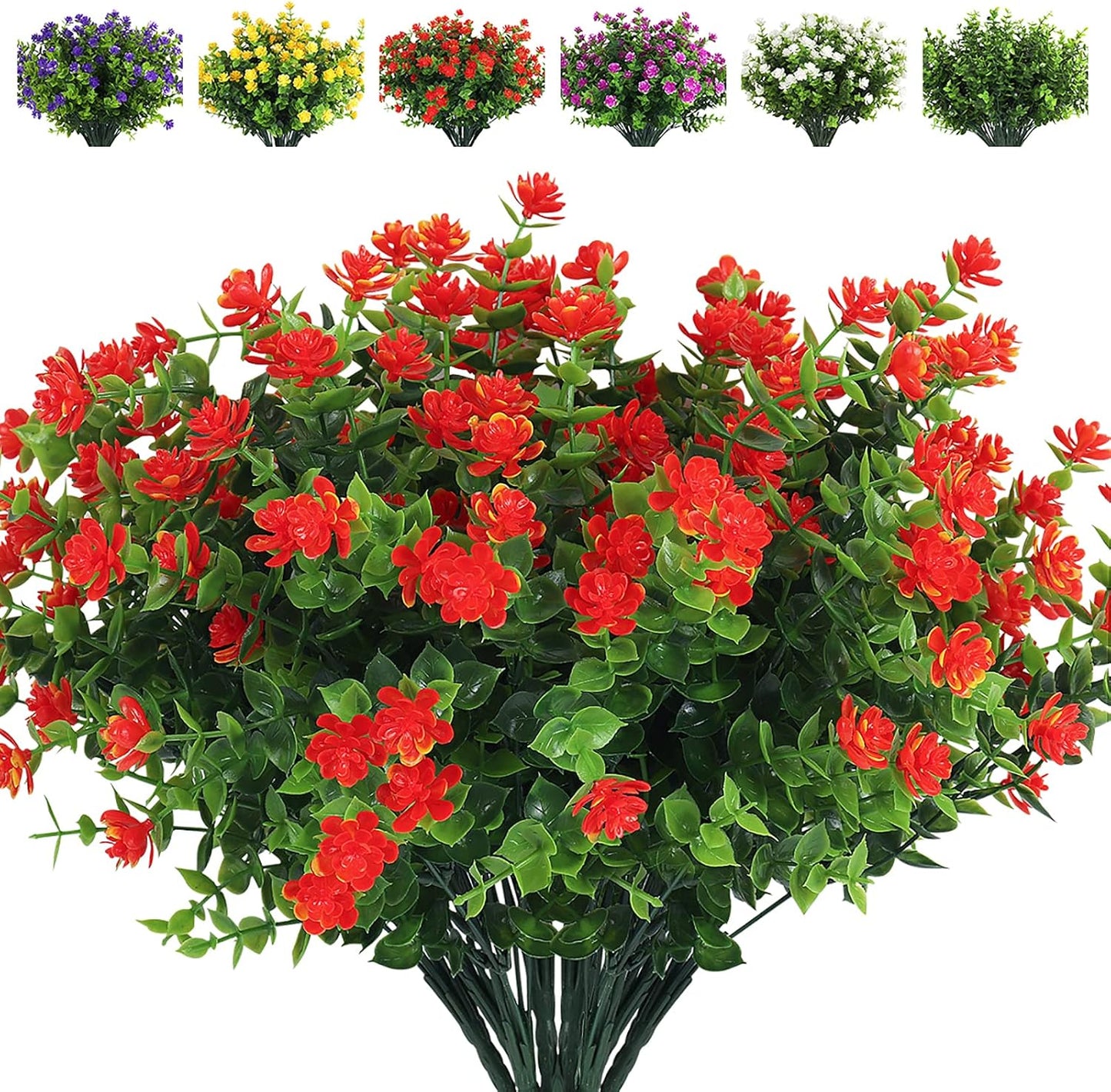 Transform Your Space with 8 Bundles of Lifelike Artificial Fall Flowers - Vibrant Green and Orange Faux Plants for Year-Round Indoor and Outdoor Décor
