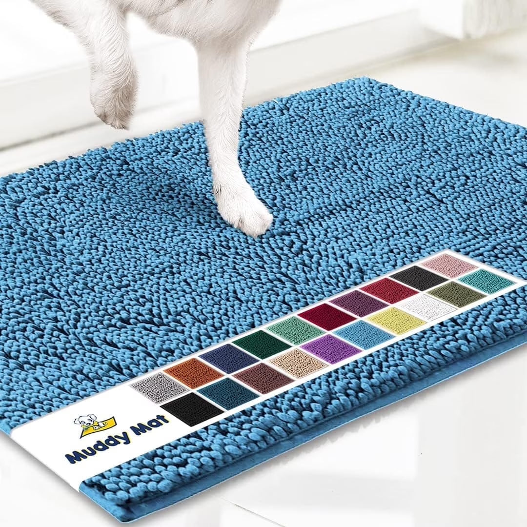 ® AS-SEEN-ON-TV Highly Absorbent Microfiber Dog Door Mat and Pet Rug, Non Slip Thick Washable Area for Entry, Bath or Kitchen