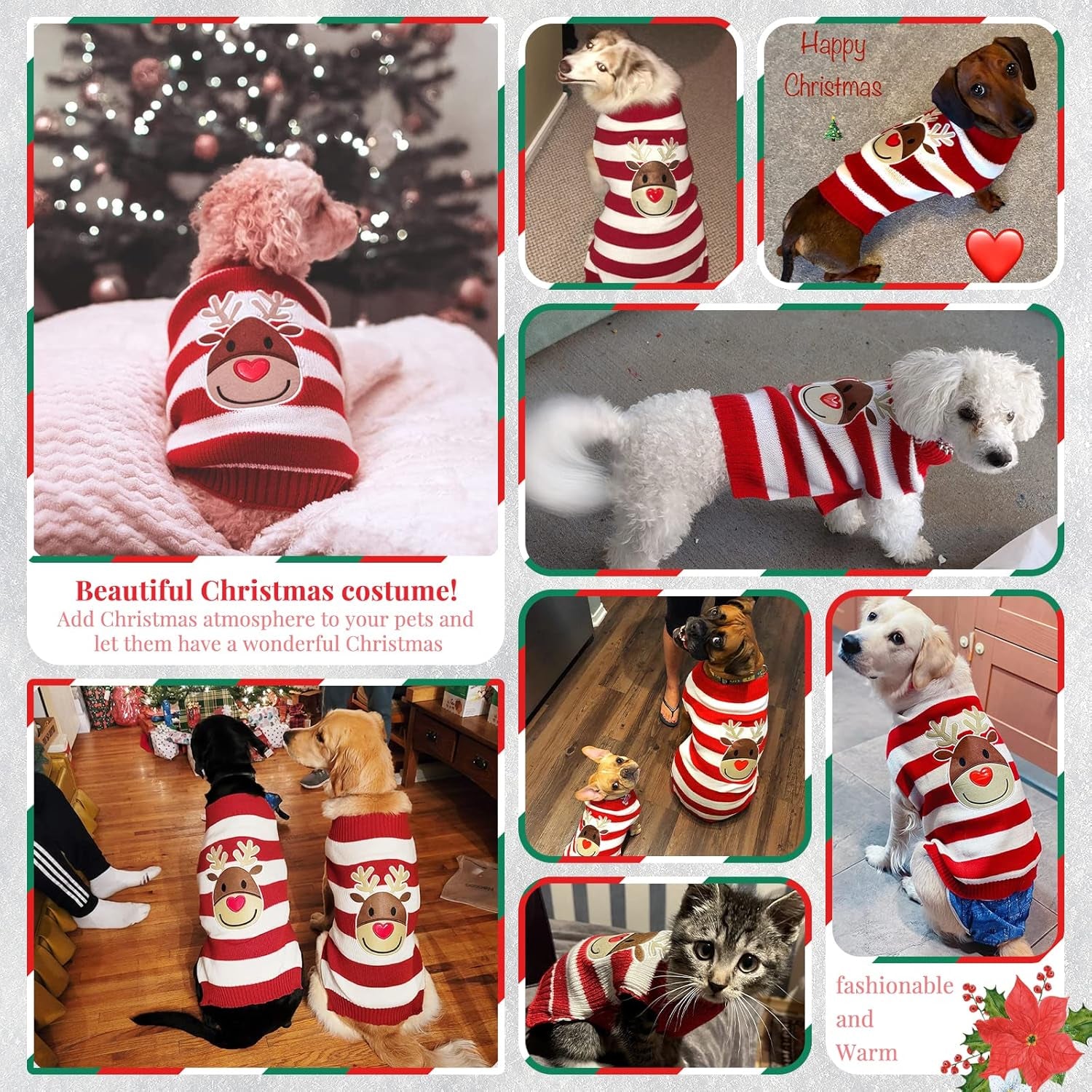Adorable Knitted Dog Christmas Sweater with Cute Reindeer Design - Perfect Holiday Outfit for Small, Medium, and Large Pets!
