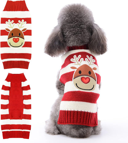 Adorable Knitted Dog Christmas Sweater with Cute Reindeer Design - Perfect Holiday Outfit for Small, Medium, and Large Pets!