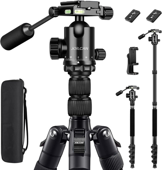 Camera Tripod, 83" Aluminum Tripods & Monopods with Metal Handle, Heavy Duty Tripod for DSLR Camera Lasers Binoculars Telescope Spotting Scope, Payload 35Lb