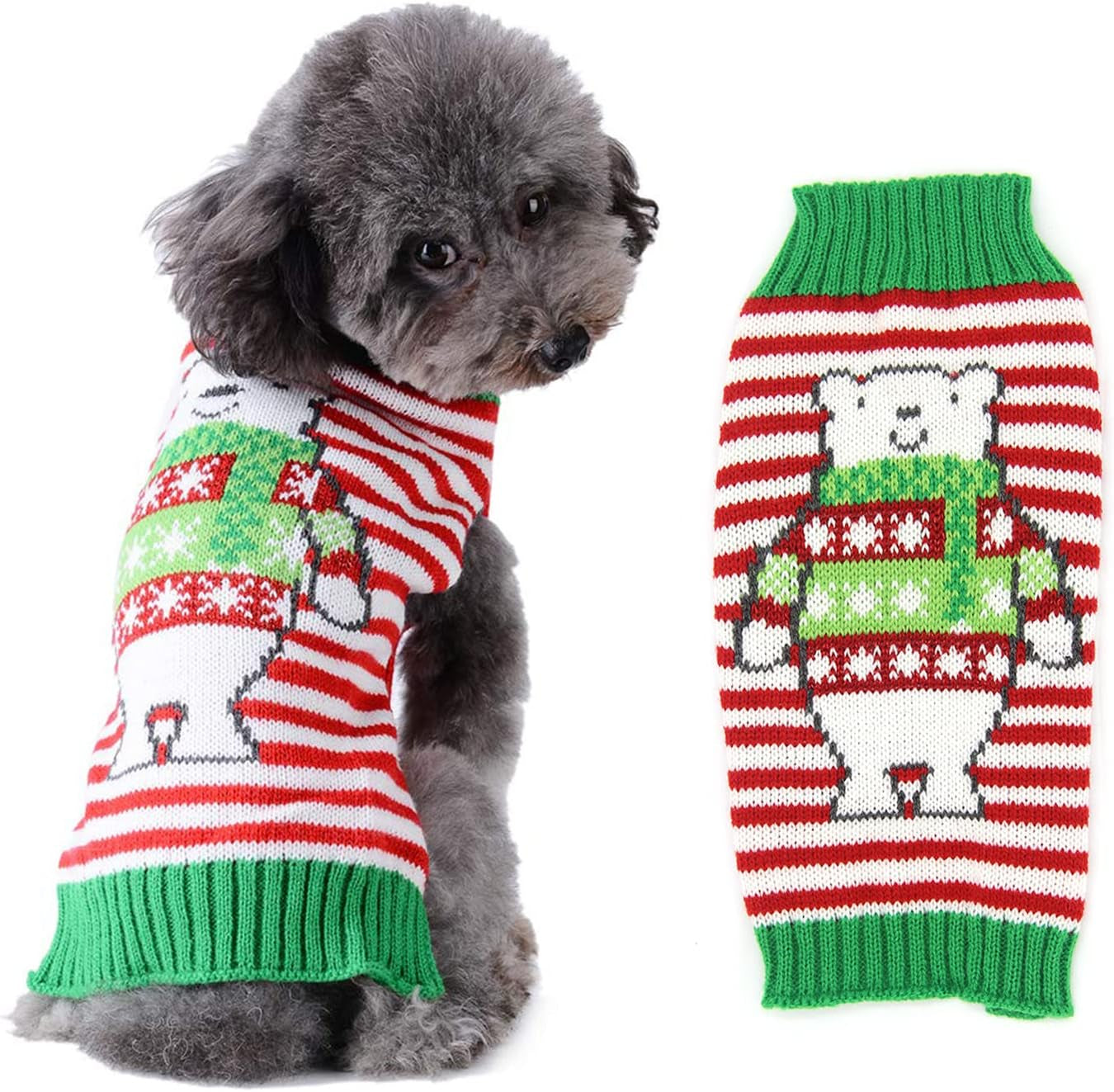 Adorable Classic Argyle Knitted Dog Christmas Sweater – Cozy Holiday Outfit for Small to Large Dogs and Cats in Festive Grey