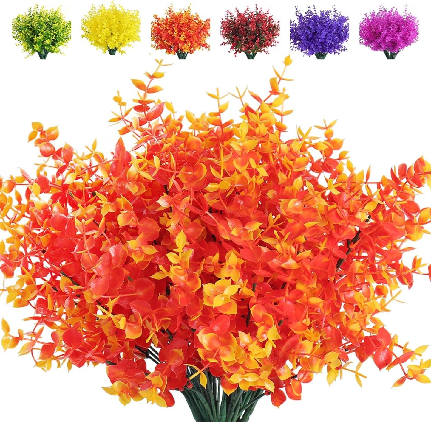 Transform Your Space with 8 Bundles of Lifelike Artificial Fall Flowers - Vibrant Green and Orange Faux Plants for Year-Round Indoor and Outdoor Décor