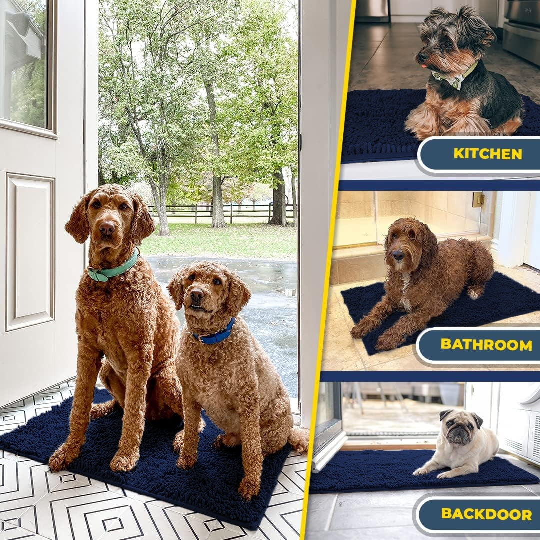 ® AS-SEEN-ON-TV Highly Absorbent Microfiber Dog Door Mat and Pet Rug, Non Slip Thick Washable Area for Entry, Bath or Kitchen
