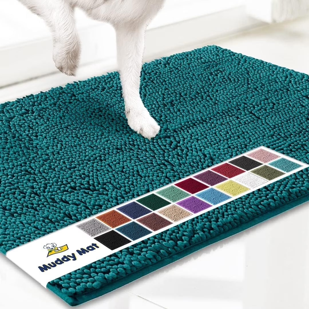 ® AS-SEEN-ON-TV Highly Absorbent Microfiber Dog Door Mat and Pet Rug, Non Slip Thick Washable Area for Entry, Bath or Kitchen