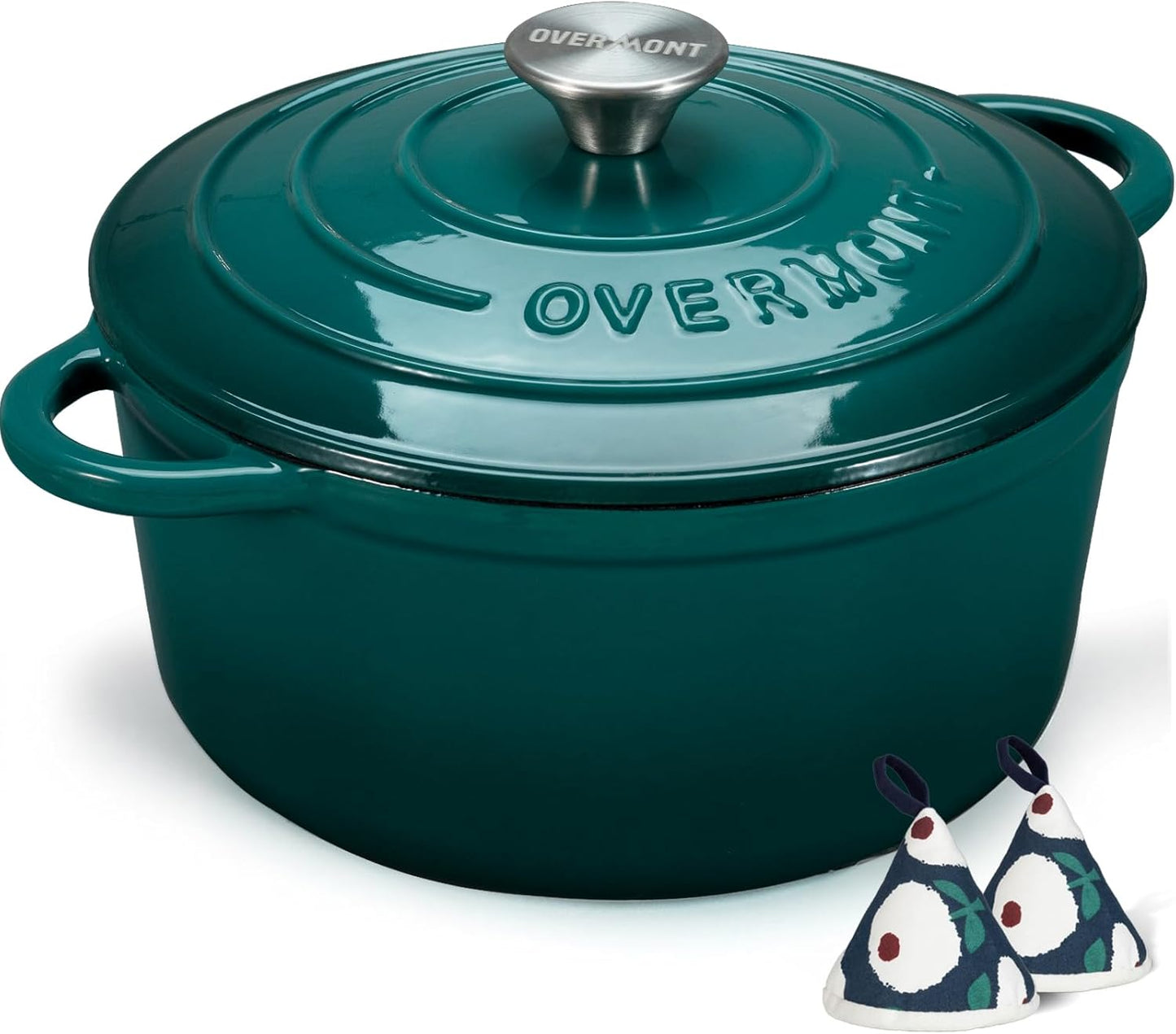 Discover the Overmont Enameled Cast Iron Dutch Oven - 5.5QT Heavy-Duty Cookware with Lid for Perfect Braising, Stews, Roasting, and Bread Baking in Elegant Cream White