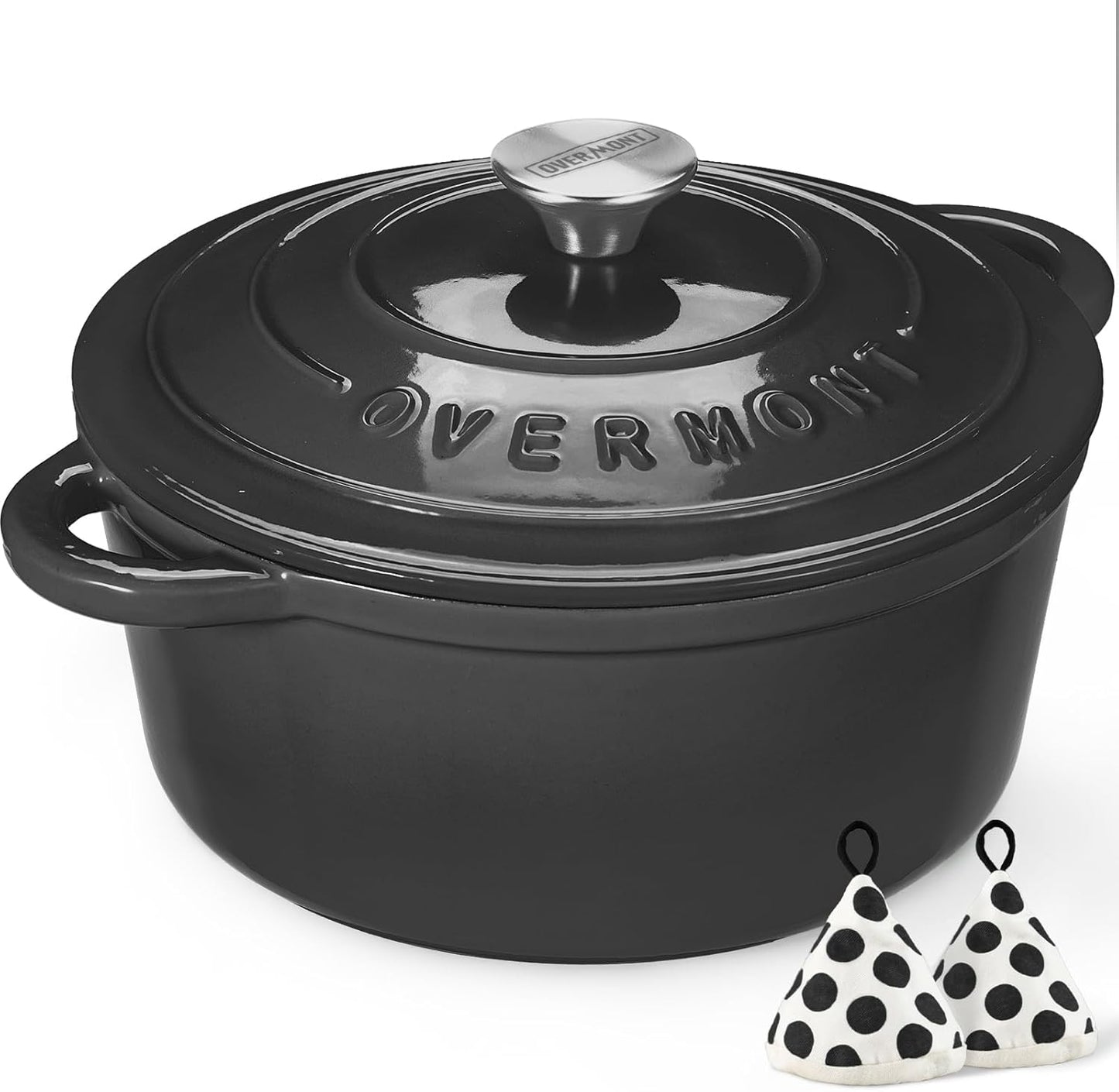 Discover the Overmont Enameled Cast Iron Dutch Oven - 5.5QT Heavy-Duty Cookware with Lid for Perfect Braising, Stews, Roasting, and Bread Baking in Elegant Cream White