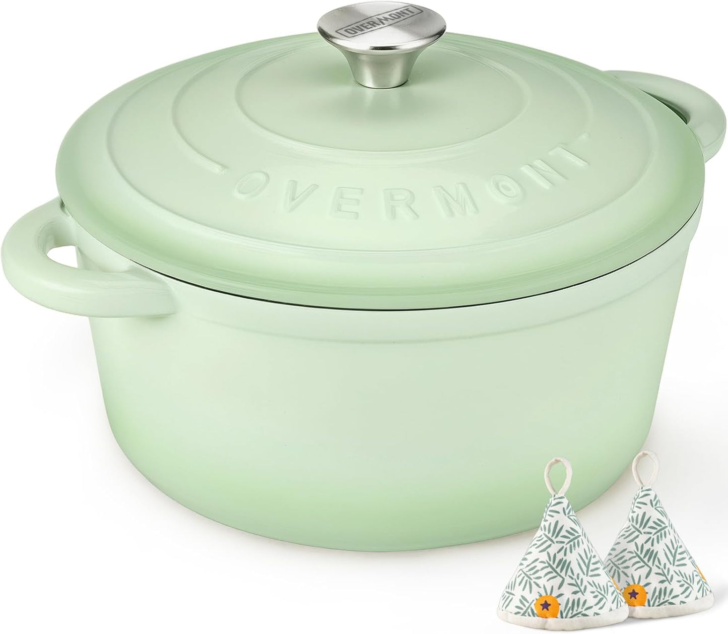 Discover the Overmont Enameled Cast Iron Dutch Oven - 5.5QT Heavy-Duty Cookware with Lid for Perfect Braising, Stews, Roasting, and Bread Baking in Elegant Cream White
