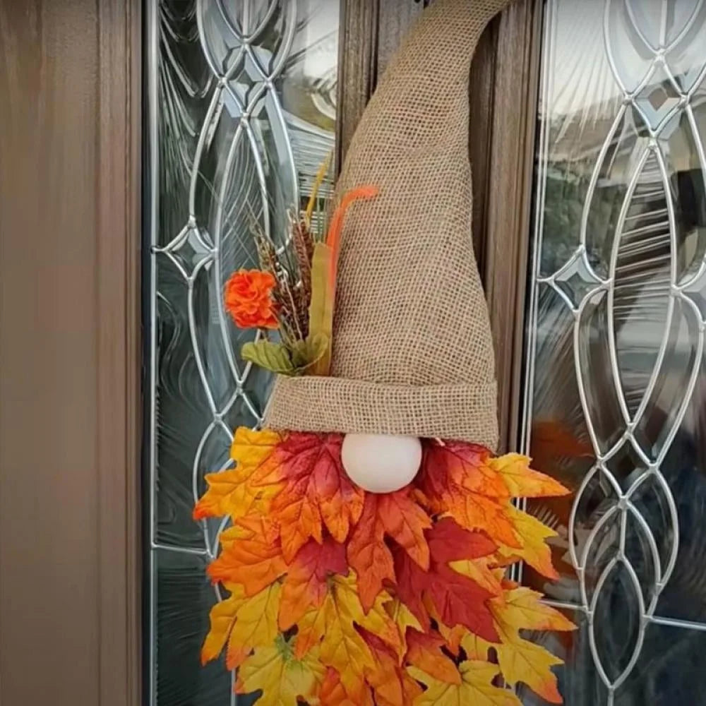 Decorate Your Door with Gnome-tastic Fun! 16" Fall Wreath for the Ultimate Autumn Vibe – Pumpkins, Maple Leaves, and Endless Cheer!