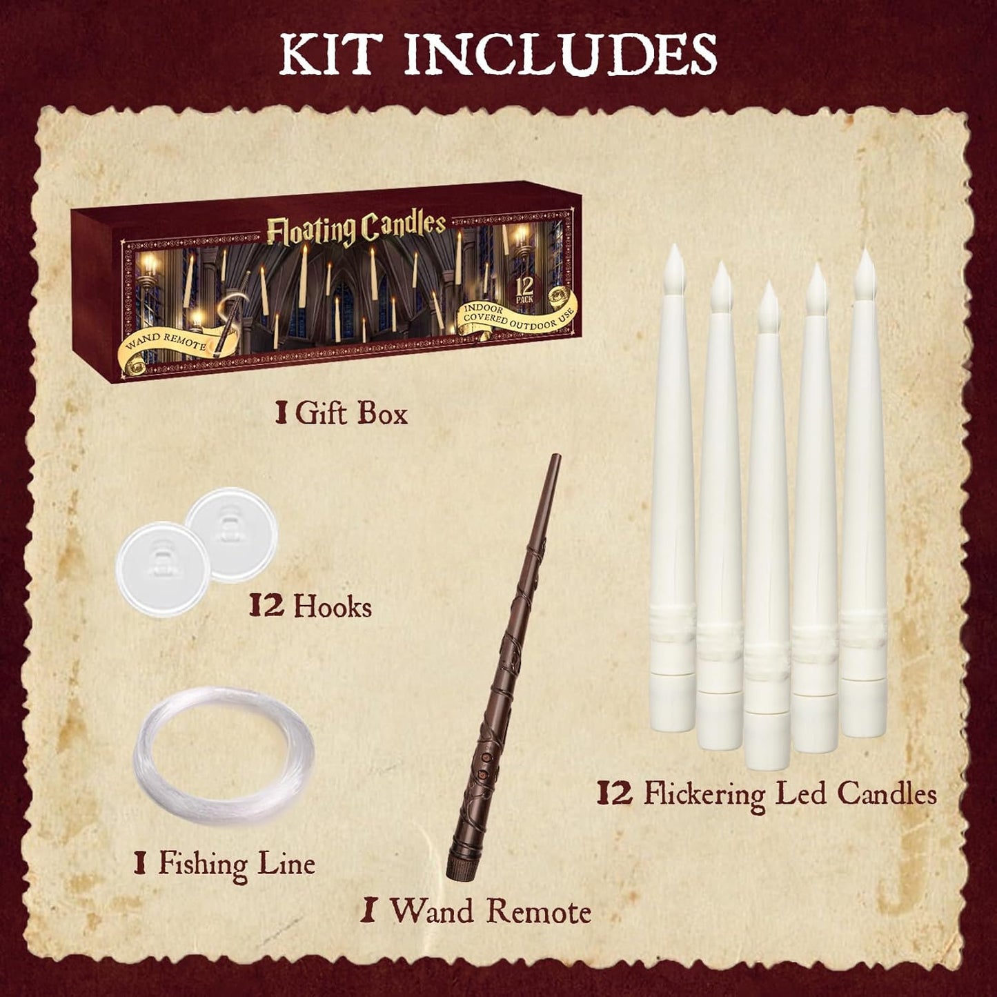 Halloween Decorations - 12 Pcs Magic Flickering Warm Light Flameless Floating LED Candles also for Christmas Decor