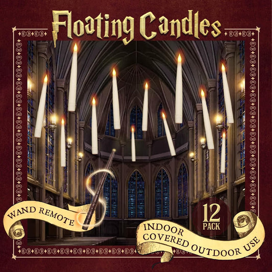 Halloween Decorations - 12 Pcs Magic Flickering Warm Light Flameless Floating LED Candles also for Christmas Decor