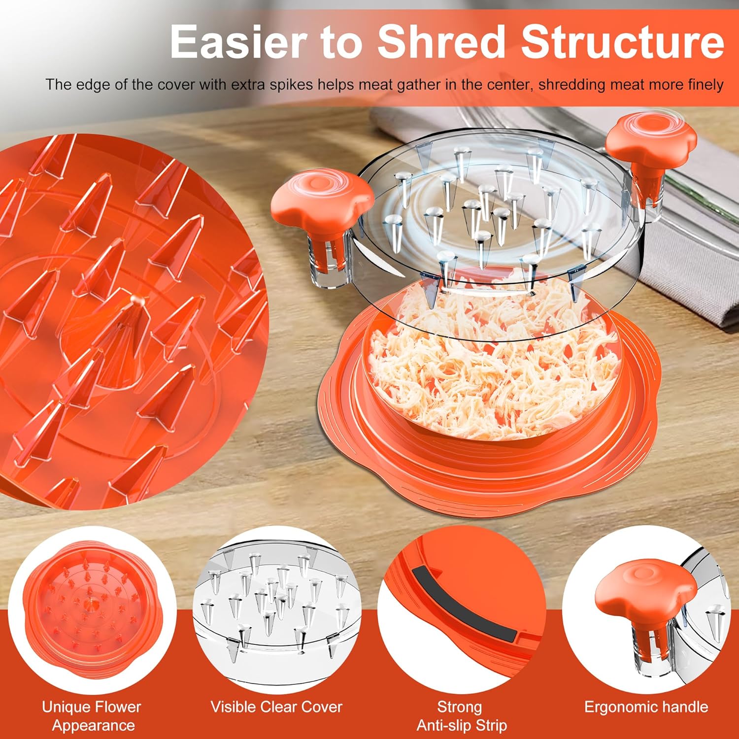 Effortless Shredding with the Orange Chicken Shredder Tool - Perfect for Chicken, Pork, and Beef!