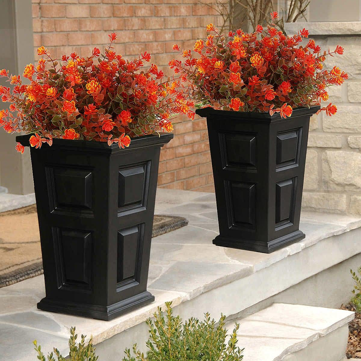 Transform Your Space with 8 Bundles of Lifelike Artificial Fall Flowers - Vibrant Green and Orange Faux Plants for Year-Round Indoor and Outdoor Décor