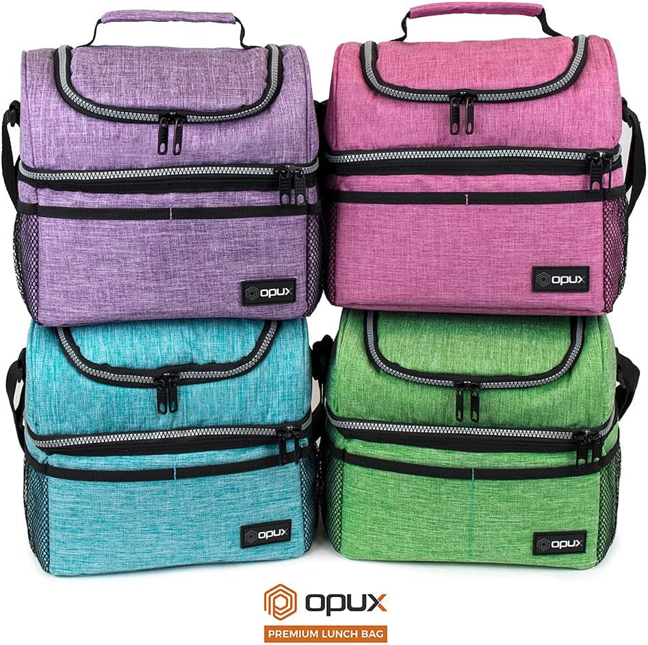 Lunch Box, Insulated Large Double Decker Leak Proof for Men or Women for Work or Game Day.