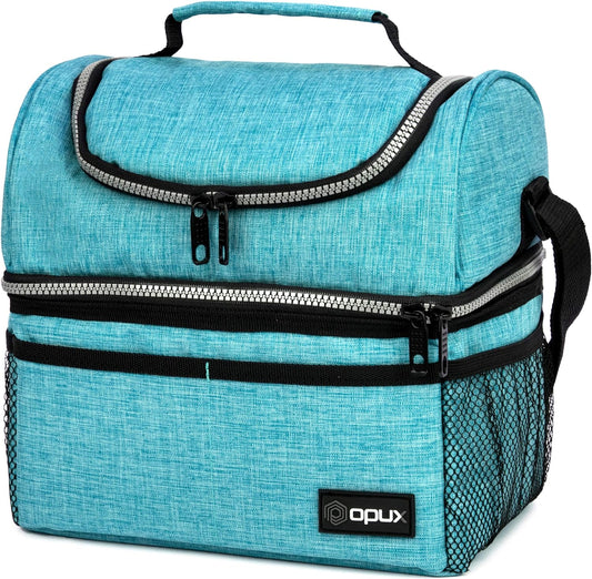 Lunch Box, Insulated Large Double Decker Leak Proof for Men or Women for Work or Game Day.