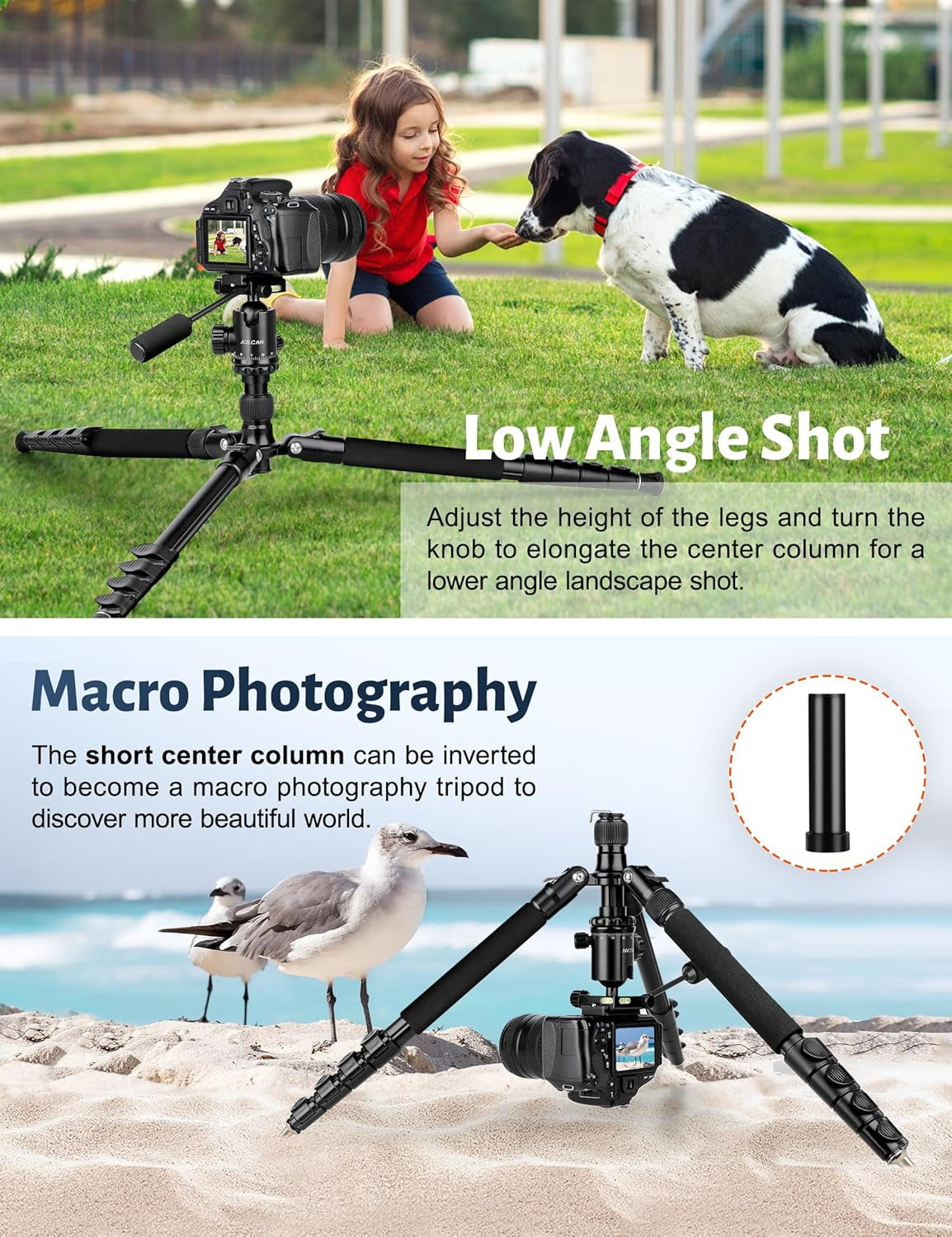 Camera Tripod, 83" Aluminum Tripods & Monopods with Metal Handle, Heavy Duty Tripod for DSLR Camera Lasers Binoculars Telescope Spotting Scope, Payload 35Lb
