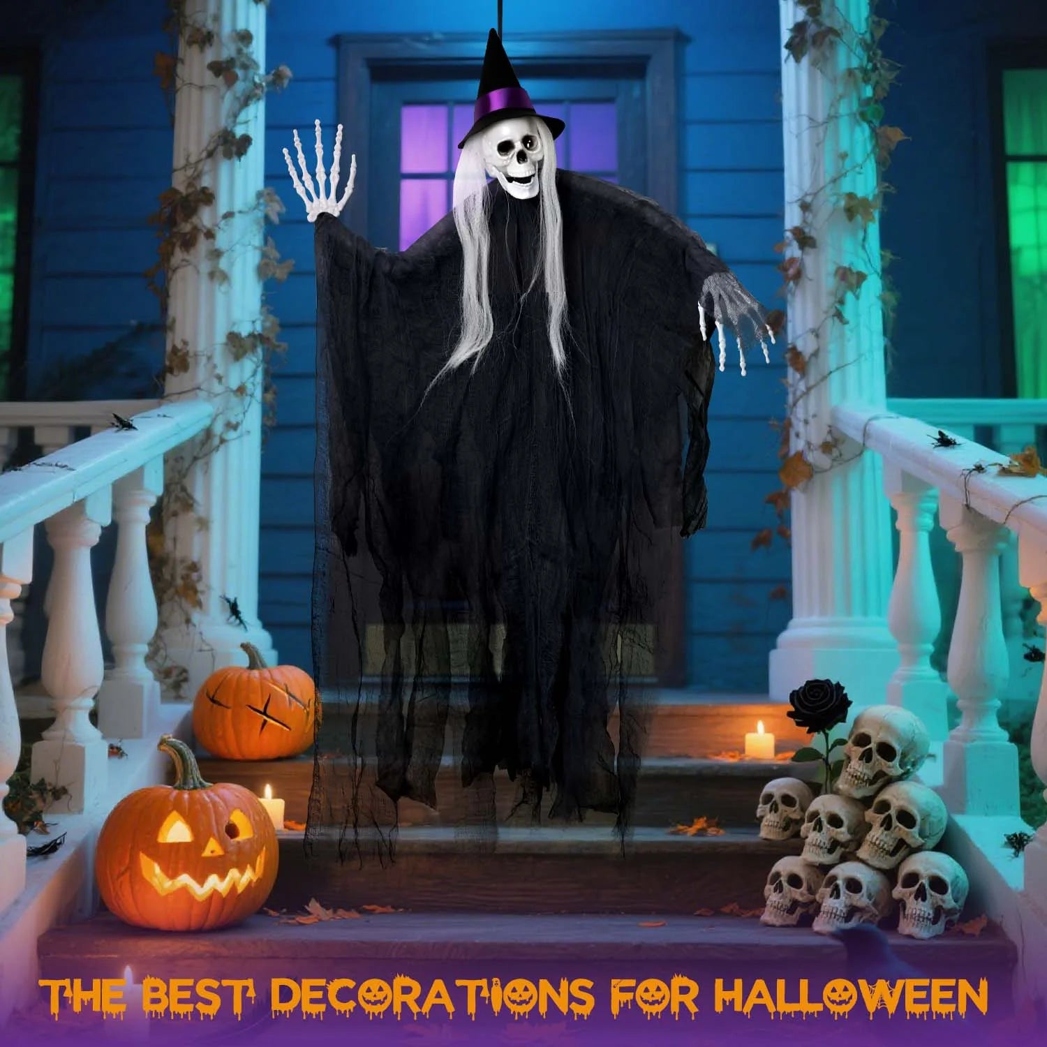Get Your Spook On with 3 Ghoulishly Fun Hanging Skeleton Ghosts for Halloween - Perfect for Creepy Courtyards and Chilling Celebrations!