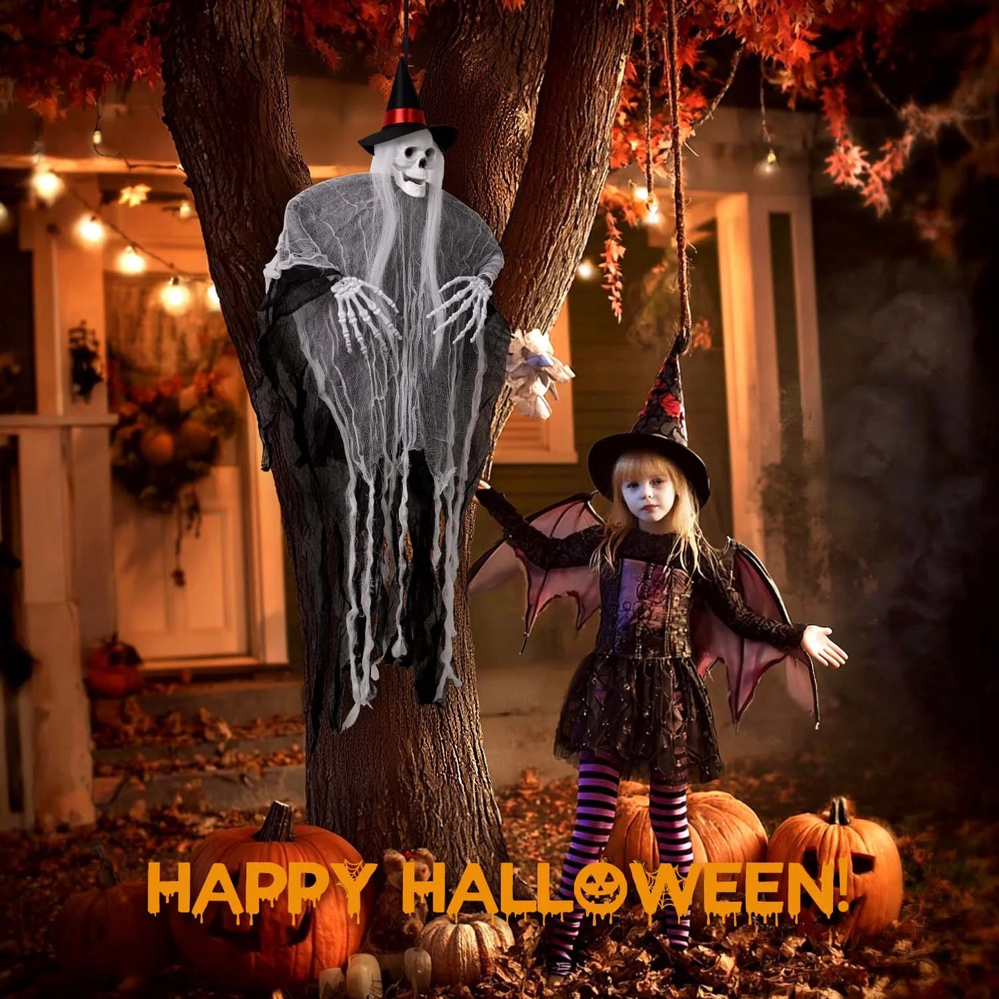 Get Your Spook On with 3 Ghoulishly Fun Hanging Skeleton Ghosts for Halloween - Perfect for Creepy Courtyards and Chilling Celebrations!