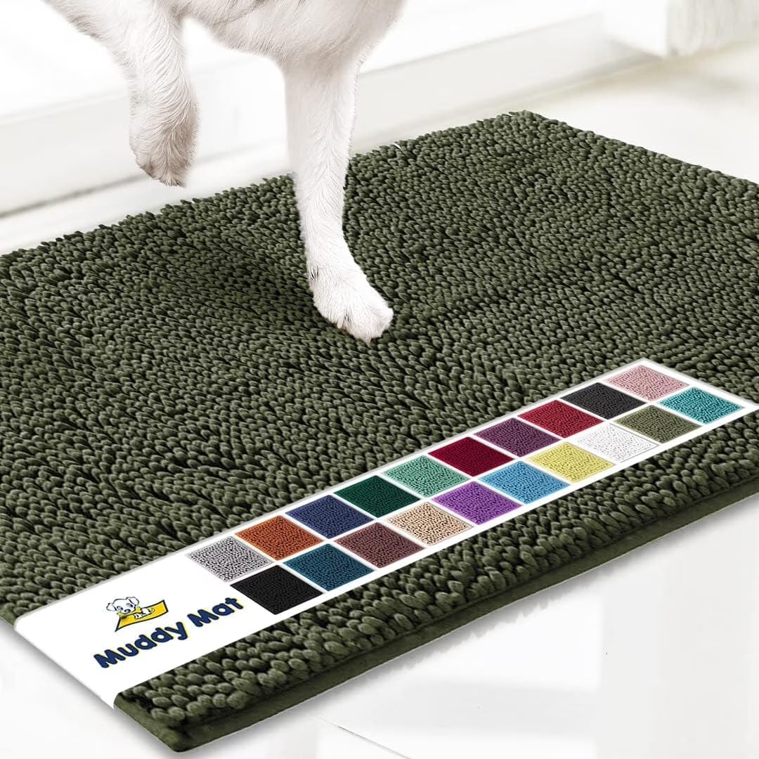 ® AS-SEEN-ON-TV Highly Absorbent Microfiber Dog Door Mat and Pet Rug, Non Slip Thick Washable Area for Entry, Bath or Kitchen