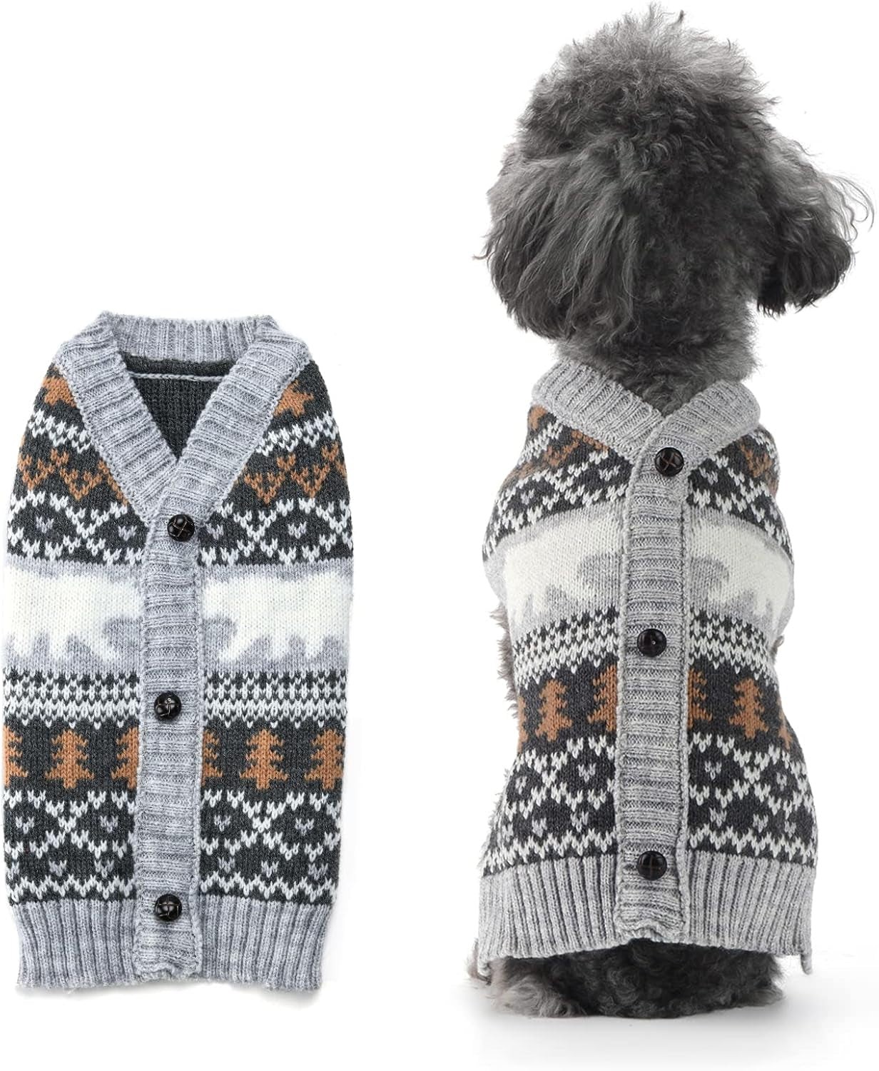 Adorable Classic Argyle Knitted Dog Christmas Sweater – Cozy Holiday Outfit for Small to Large Dogs and Cats in Festive Grey