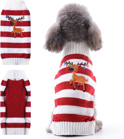 Adorable Knitted Dog Christmas Sweater with Cute Reindeer Design - Perfect Holiday Outfit for Small, Medium, and Large Pets!