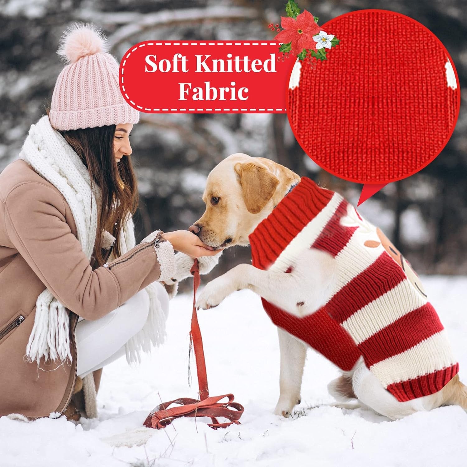 Adorable Knitted Dog Christmas Sweater with Cute Reindeer Design - Perfect Holiday Outfit for Small, Medium, and Large Pets!