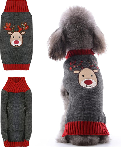 Adorable Knitted Dog Christmas Sweater with Cute Reindeer Design - Perfect Holiday Outfit for Small, Medium, and Large Pets!